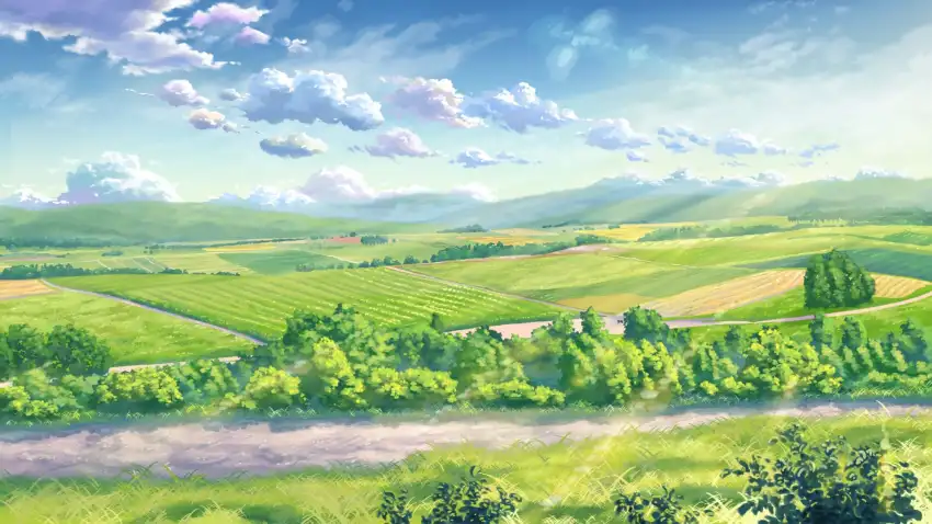 Anime Field With Sky Wallpaper Background HD Download