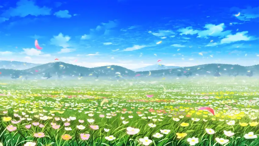 Anime Field With Sky Wallpaper Background HD Download