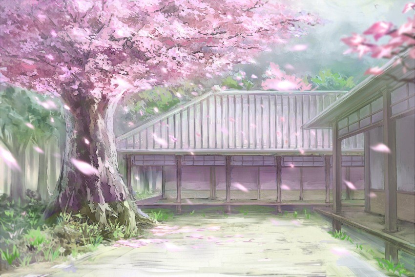 Anime Japan Tree Background HD Download