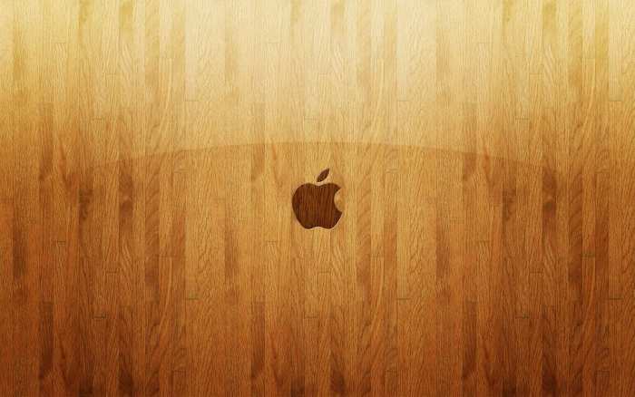 Apple Logo Light Wood Background Free Wallpaper Image