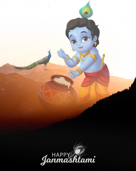 Bal Gopal  Krishna Janmashtami CB PicsArt Editing Background