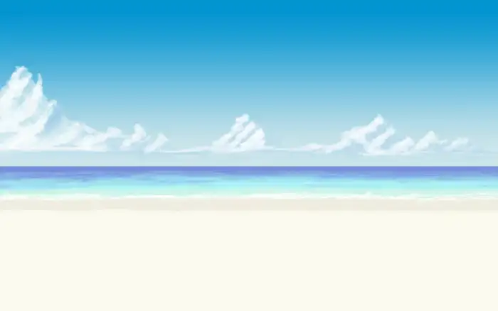 Beach Anime Blue Sky Ocean Background Free