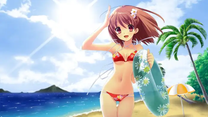 Beach Anime Girl Wallpapeprs HD Background Free