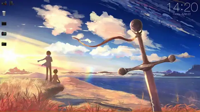 Beach Anime Little Girl Sword Blue Sky Background Free