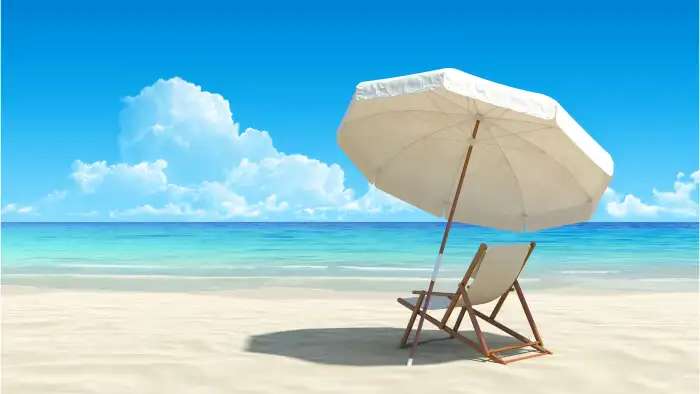 Beach Chair Umbrella Background Free Wallpaper Download