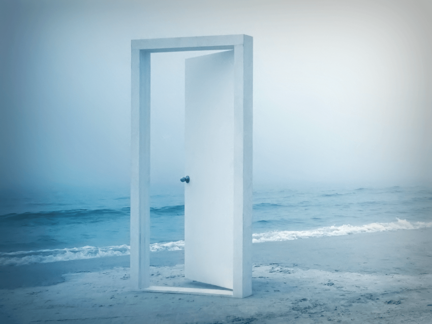 Beach Open Door HD Background Wallpaper Image