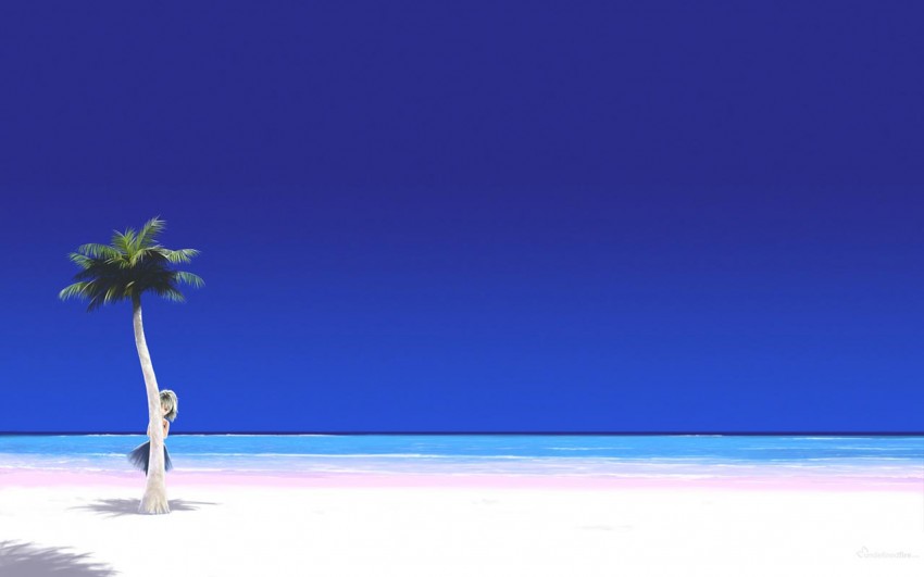 Beach With Tree PowerPoint Background Templates