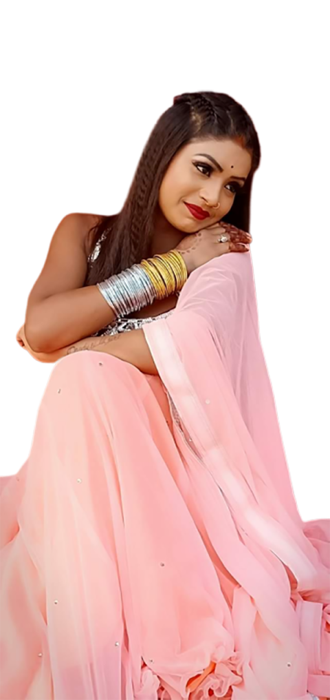 Beautiful Girls In Pink Saree Png Downlaod