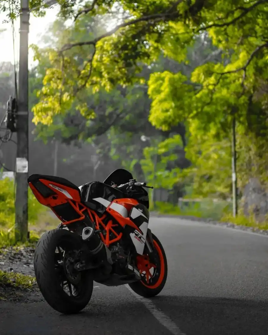 Bike Parked On Road Photo Editing Background