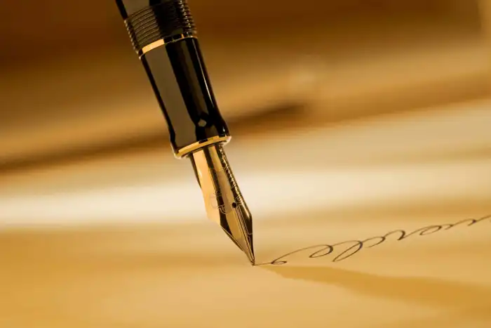 Black And Gold Fountain Pen Writing Background HD Images