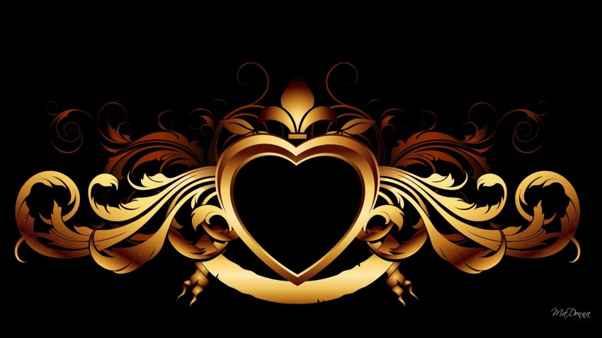 Black And Gold Love Heart PowerPoint Background