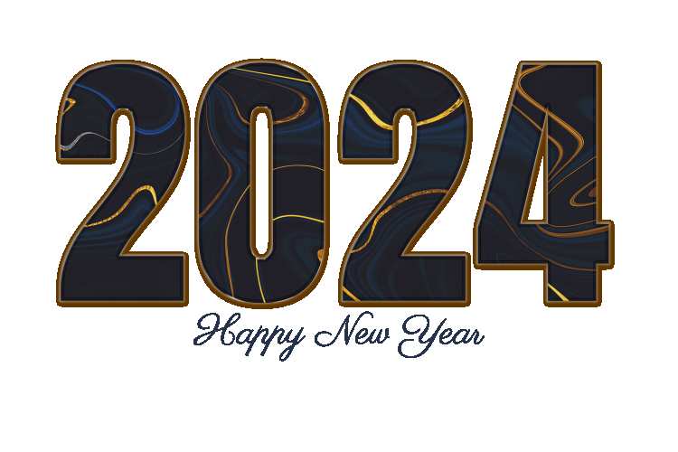 Black Gold Design 3D  2024 Number PNG Free Download