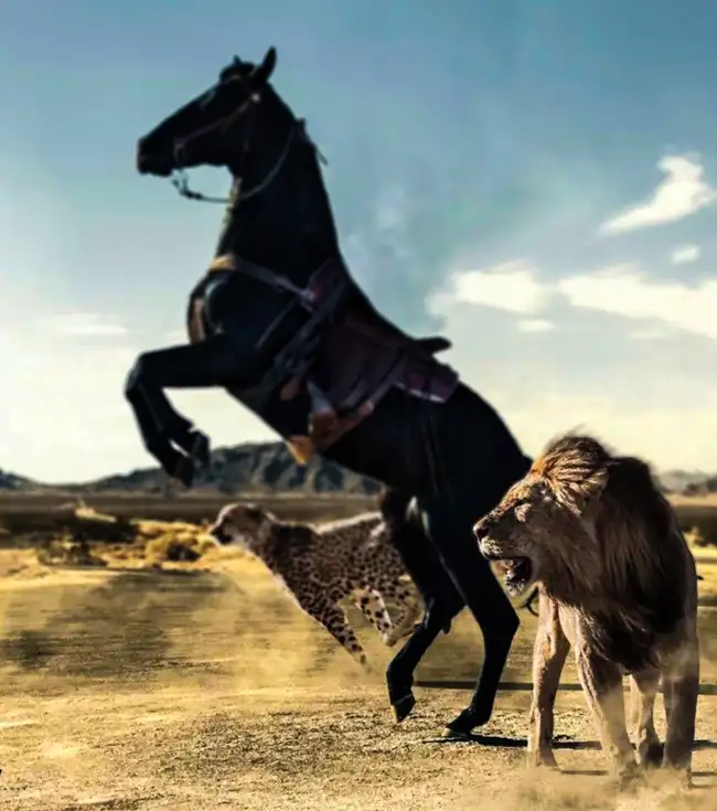 Black Horse With Lion CB Edit Background HD