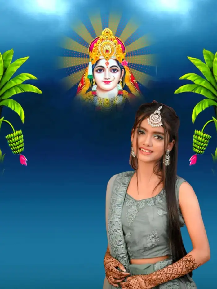 Blue Chhath Puja With Girl Editing Background