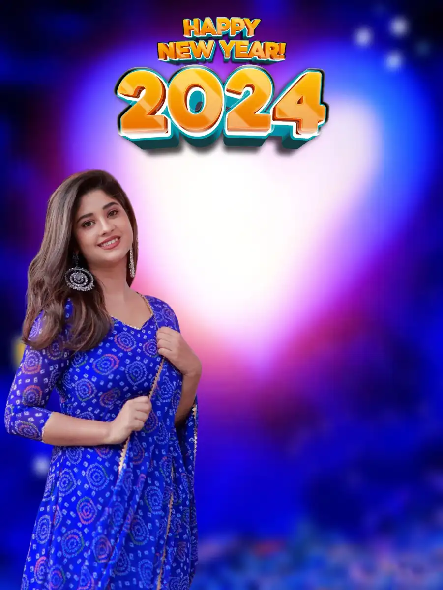 Blue Girl CB Happy New Year 2024 Background