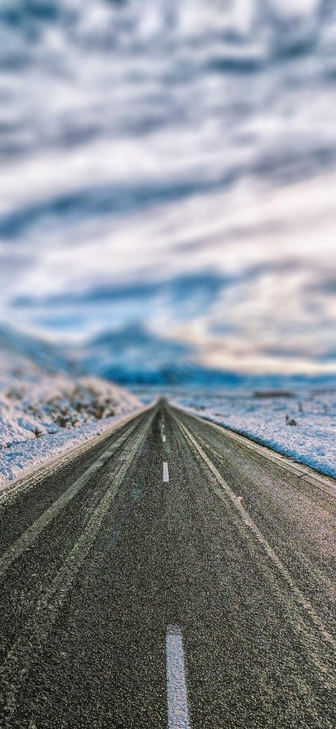 Blur Winter Road Background Full HD Download Free