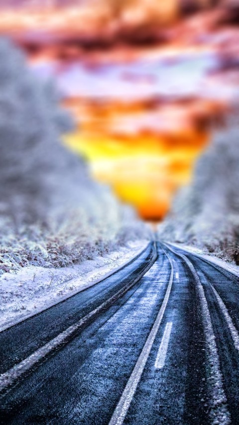 Blur Winter Road Background Full HD Download Free