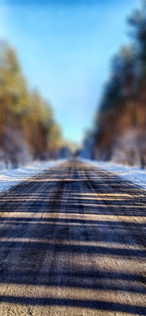 Blur Winter Road Background Full HD Download Free