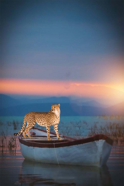 Boat With Cheetah CB Background