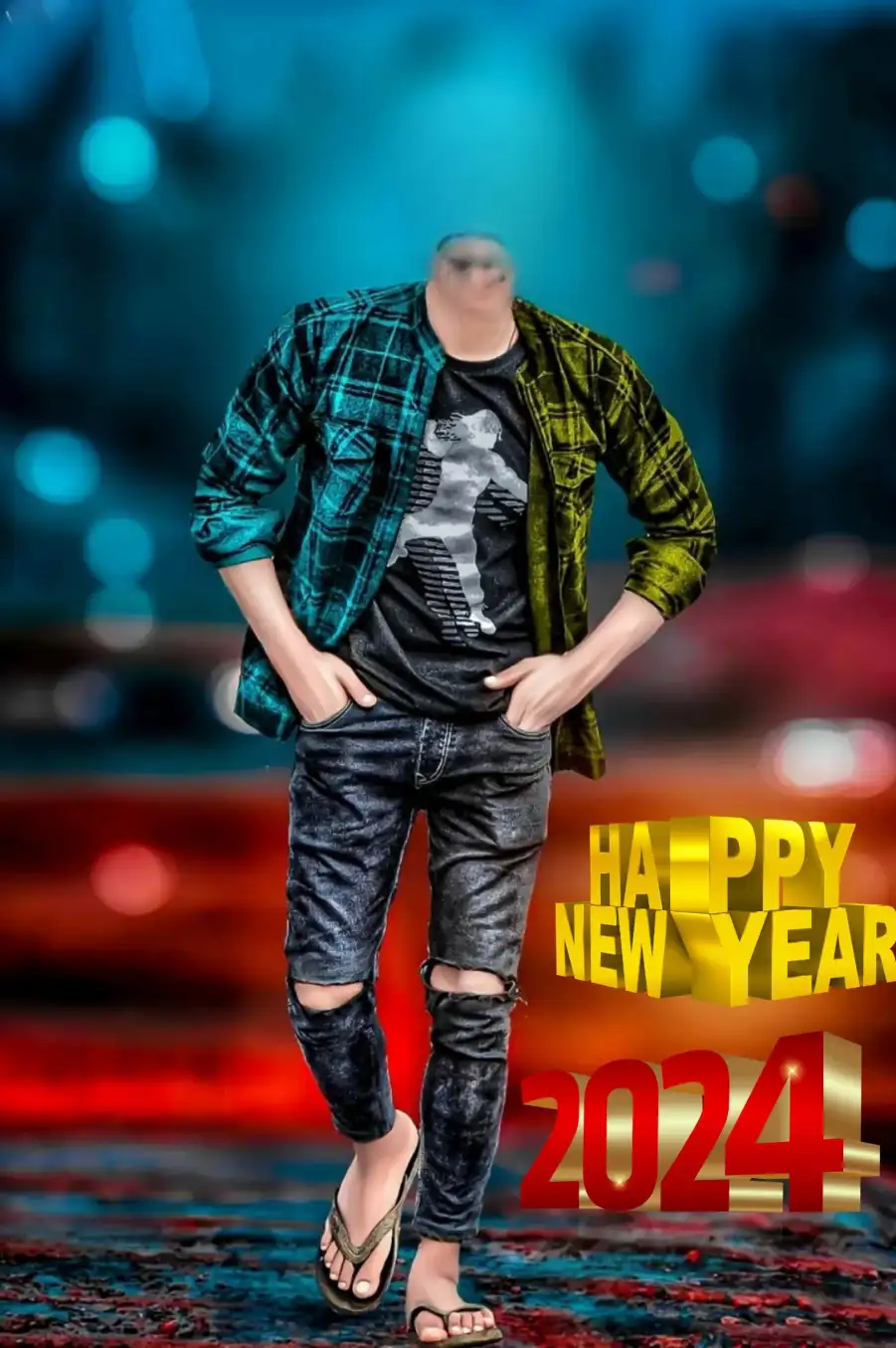 Body Without Head Happy New Year 2024 Background