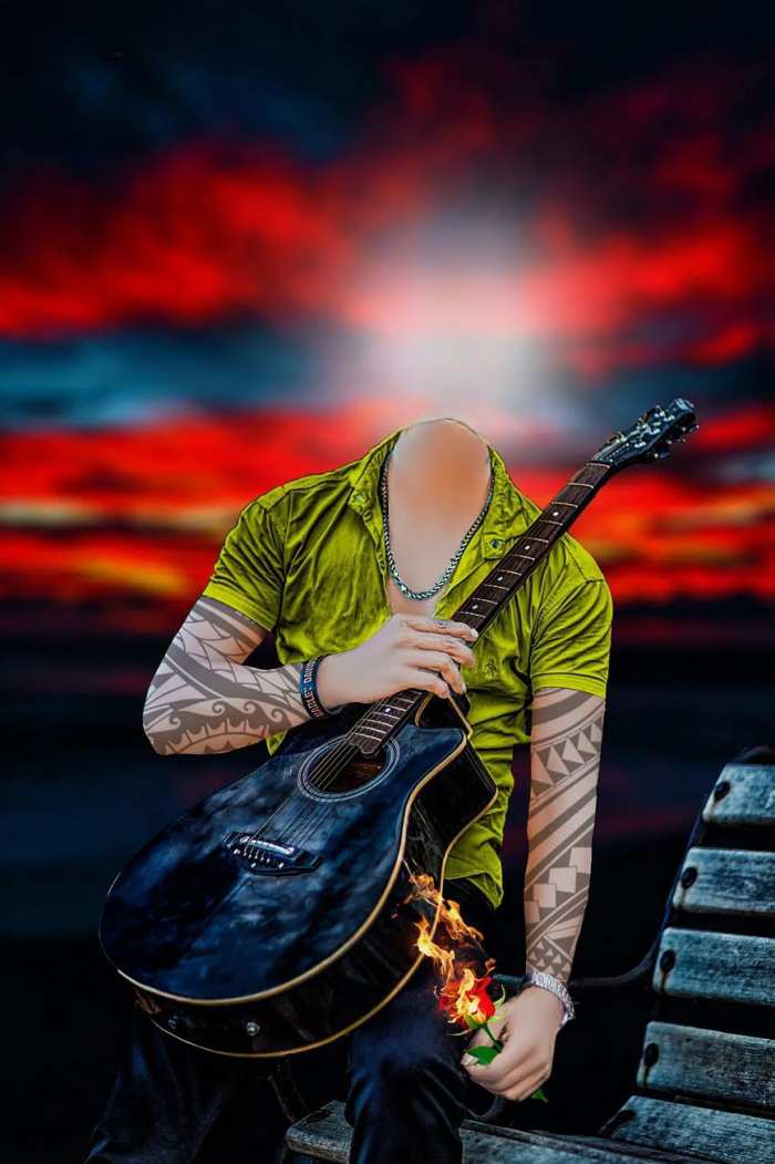 Boy Body Guitar Without Face Cut Editing Background