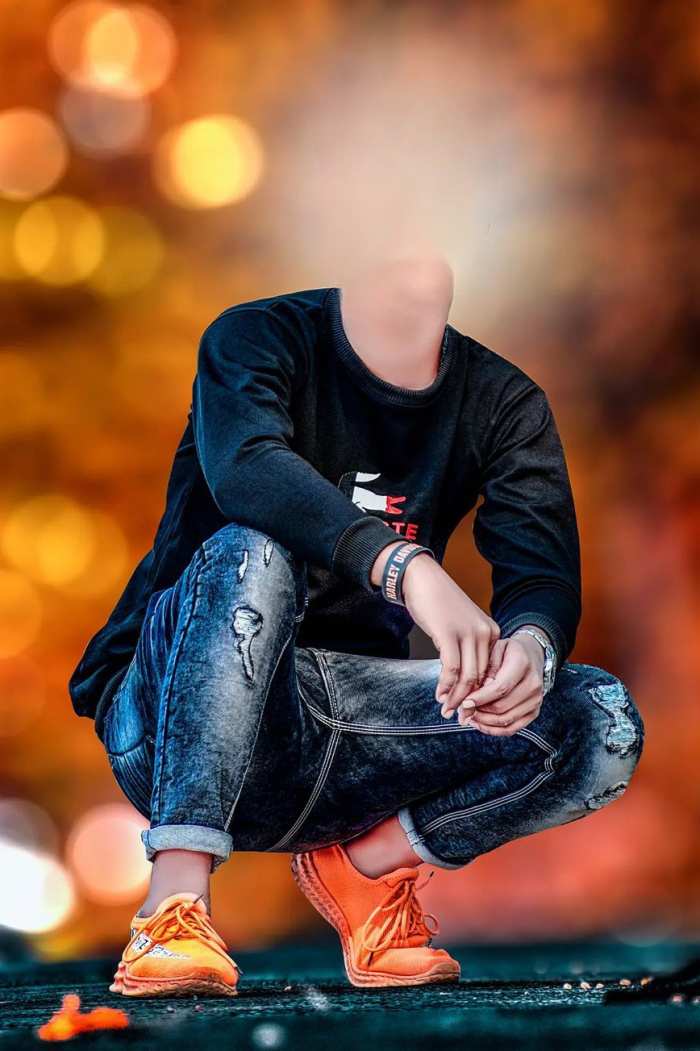 Boy Body Sitting Without Face Cut Editing Background