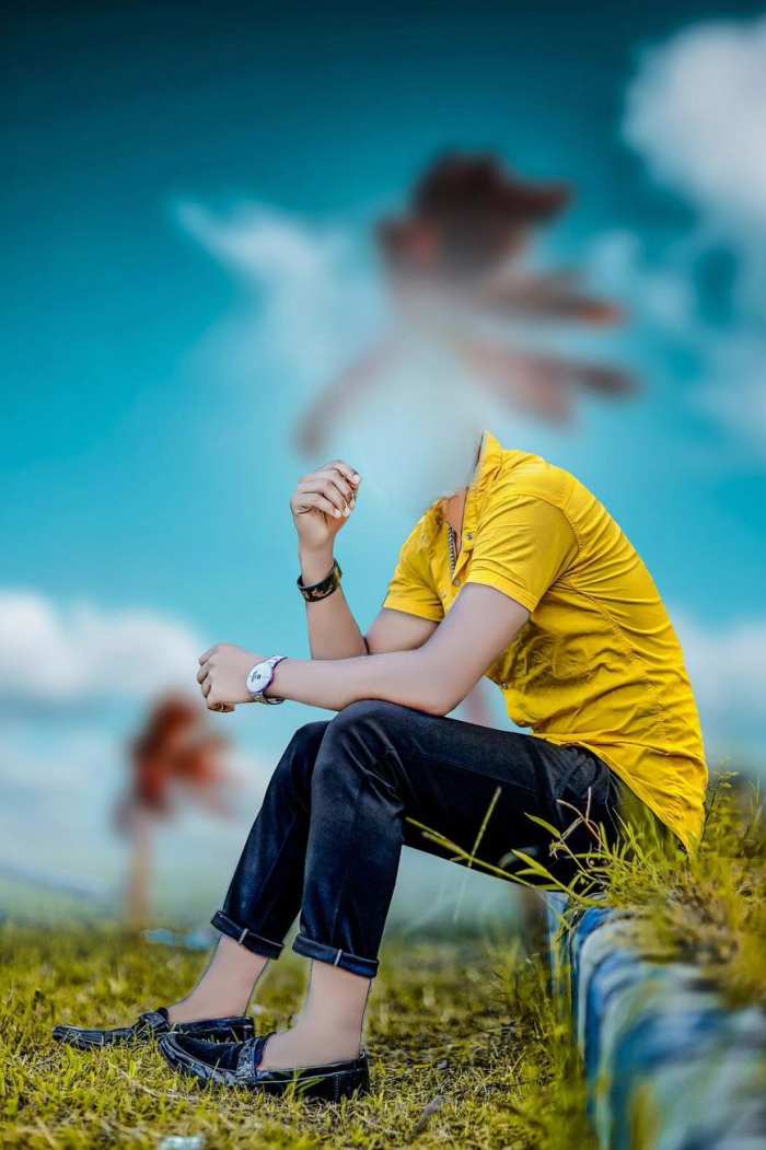 Boy Sitting Body Without Face Cut Editing Background