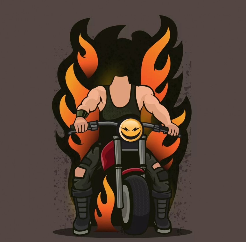 Cartoon Body Bike Boy Background Without Face Head