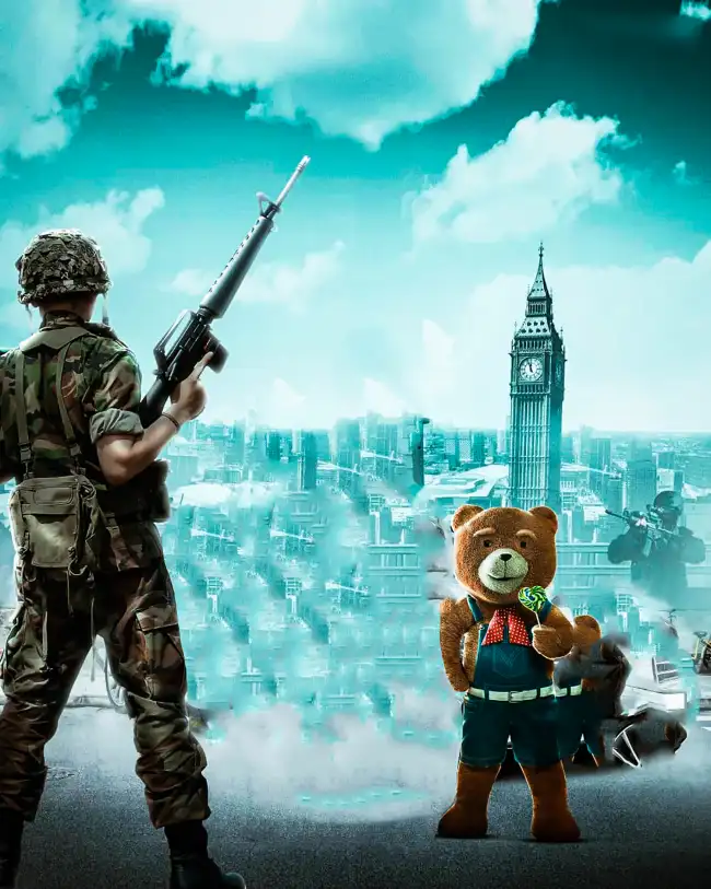 CB Army With Gung And Teddye Bear Edit Background HD