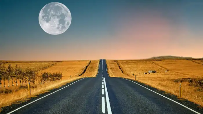 CB Blur Road Moon In Sky Photo Editing Background