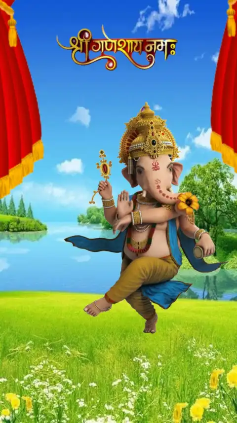 CB Ganpati Green Grass  Ganesh Chaturthi Editing Background