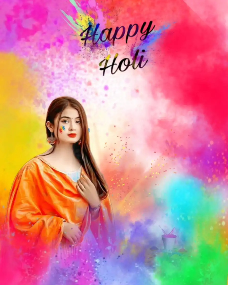 CB Happy Holi Girl Editing Background