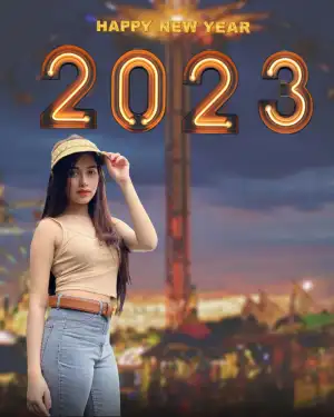 CB Happy New Year 2023 Background With Girl Pic