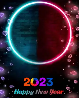 CB Happy New Year 2023 Neon Circle Background HD