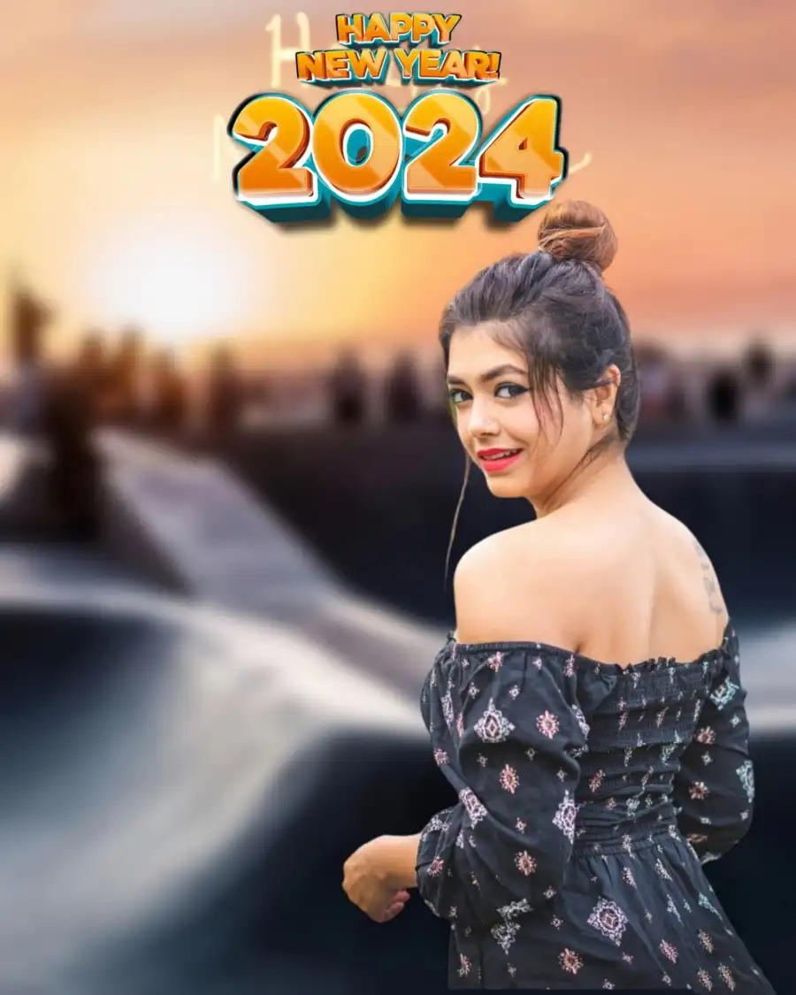 CB Happy New Year 2024 Background With Girl