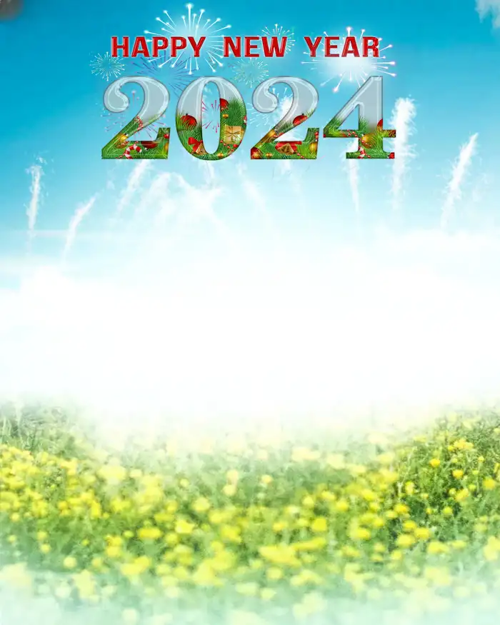 CB Happy New Year 2024 Field Of Flowers Background