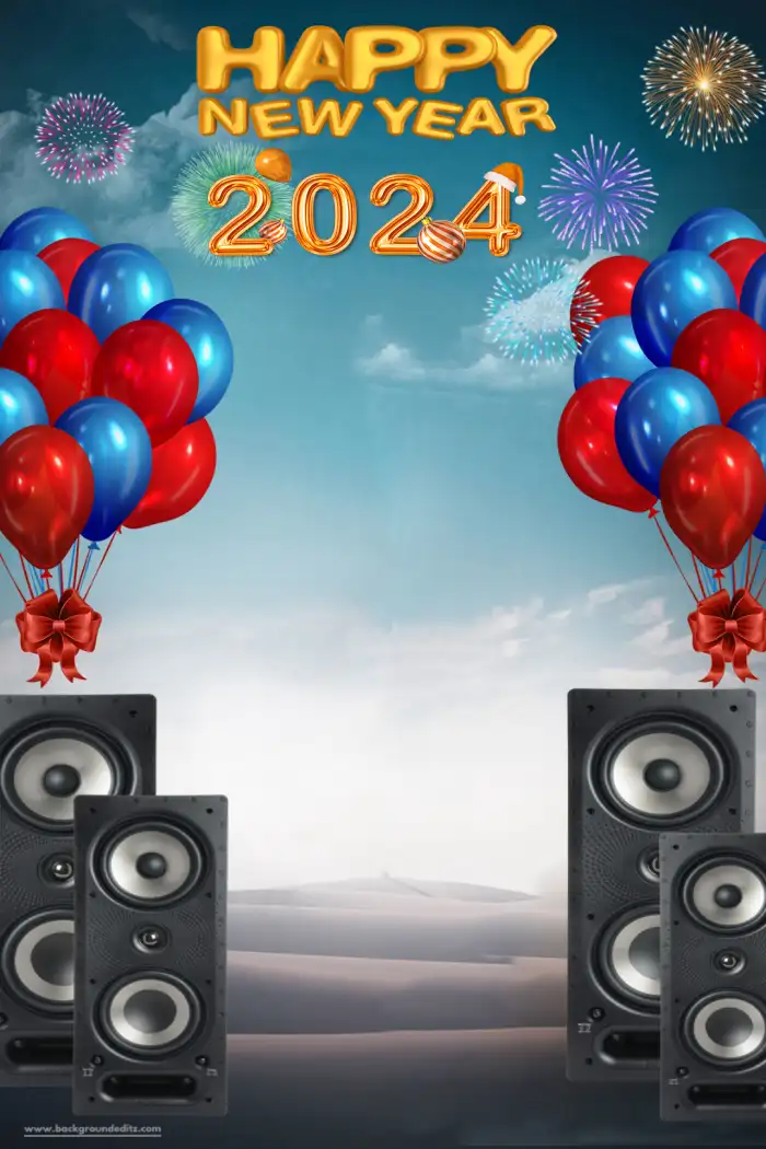 CB Happy New Year 2024 Group Of Balloons Background Free