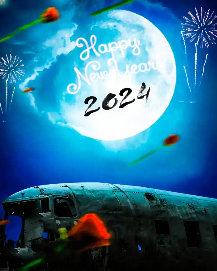 CB Happy New Year 2024 Military Tank With A Large Moon In The Background