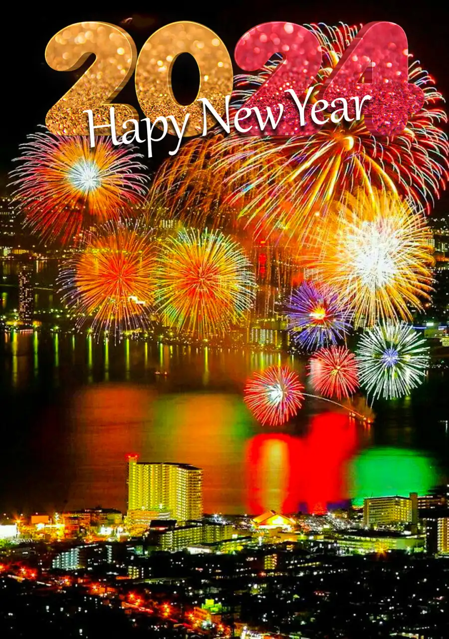 CB Happy New Year 2024ireworks In The Sky Free Background