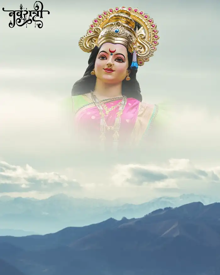 CB Maa Durga In Face Sky Navratri Background