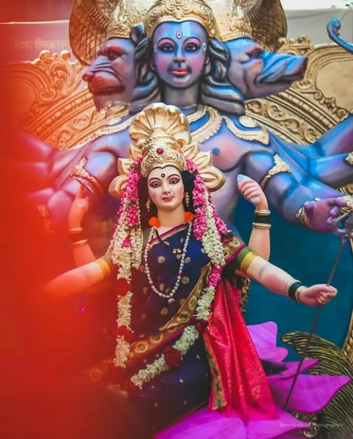 CB Maa Durga Sitting Statue Navratri Background