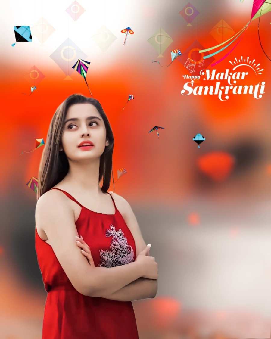 CB Makar Sankranti Photo Editing  Girl With Her Arms Crossed  Background