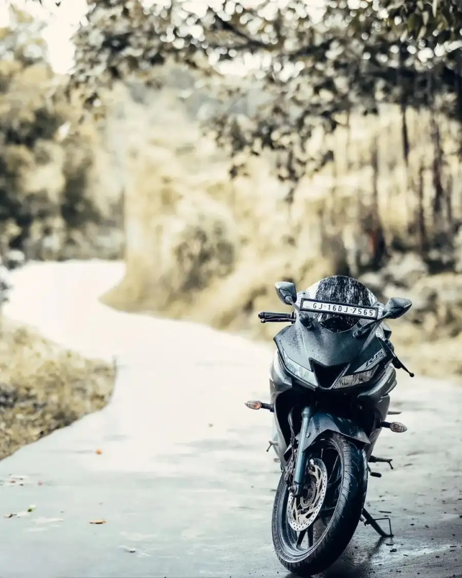 CB Motorcycle Parked On A Road Background Full HD