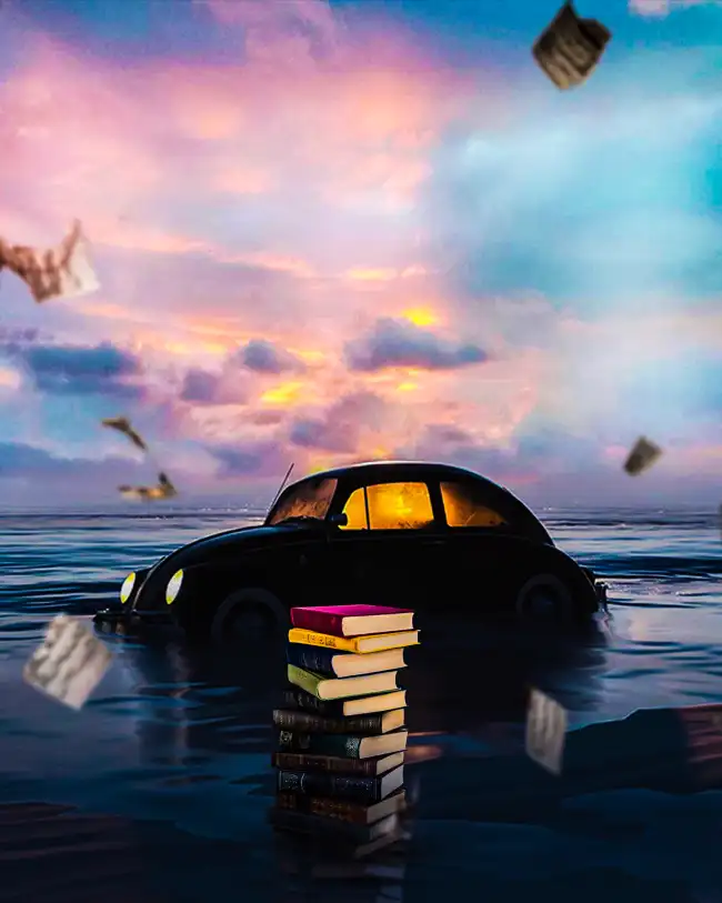 CB Old Car With Books Edit Background HD  Download