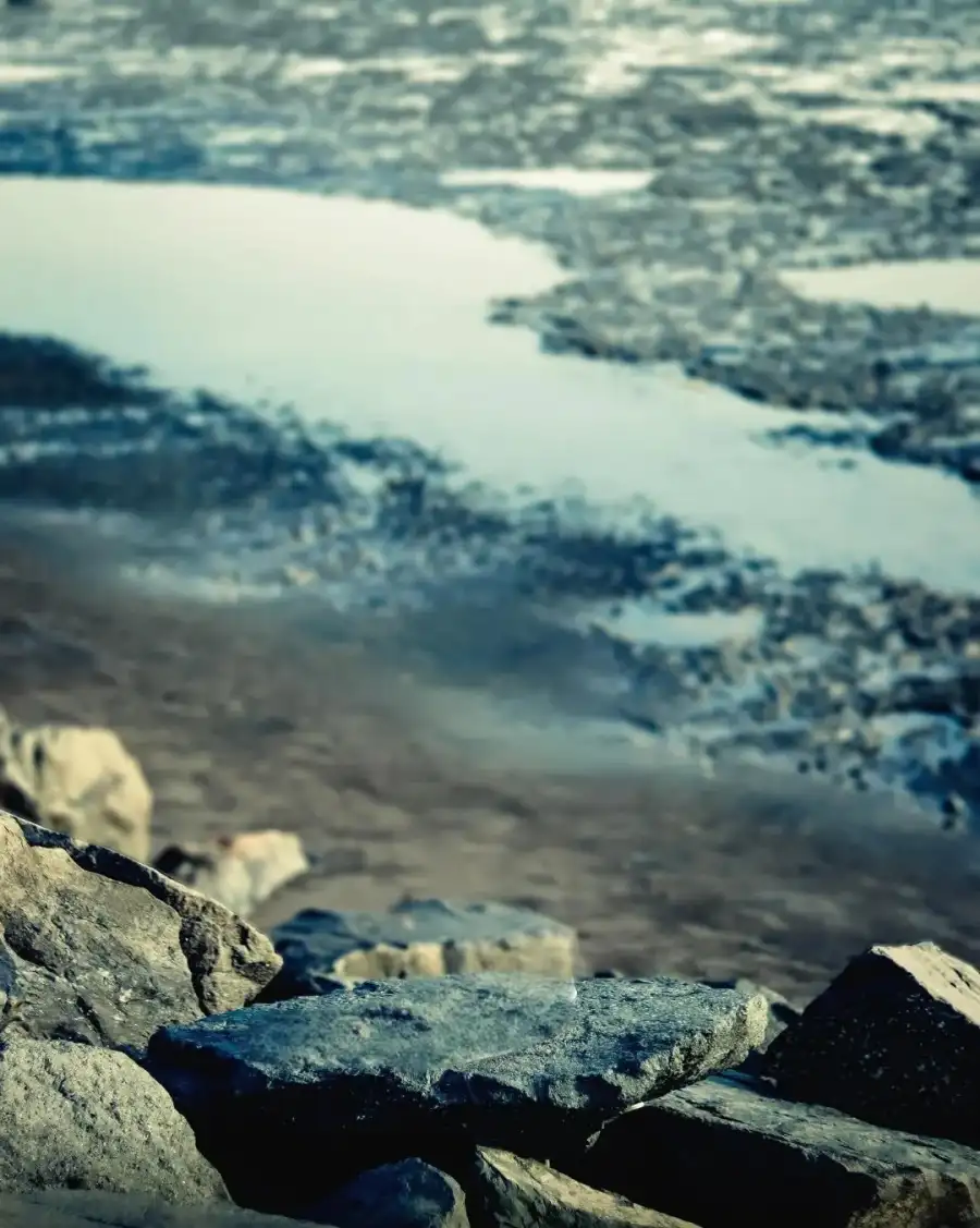 CB Rocky Beach With Waves Crashing Background