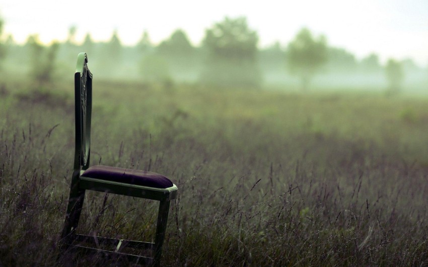 Chair In Grass Field Background Wallpaper Full HD