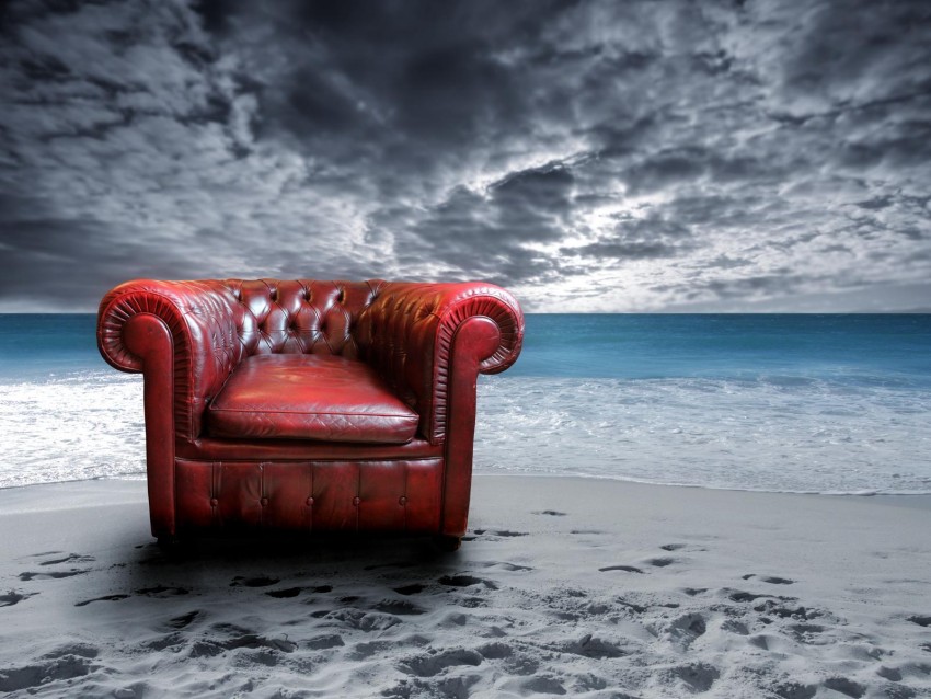 Chair On Beach Background Wallpaper Full HD