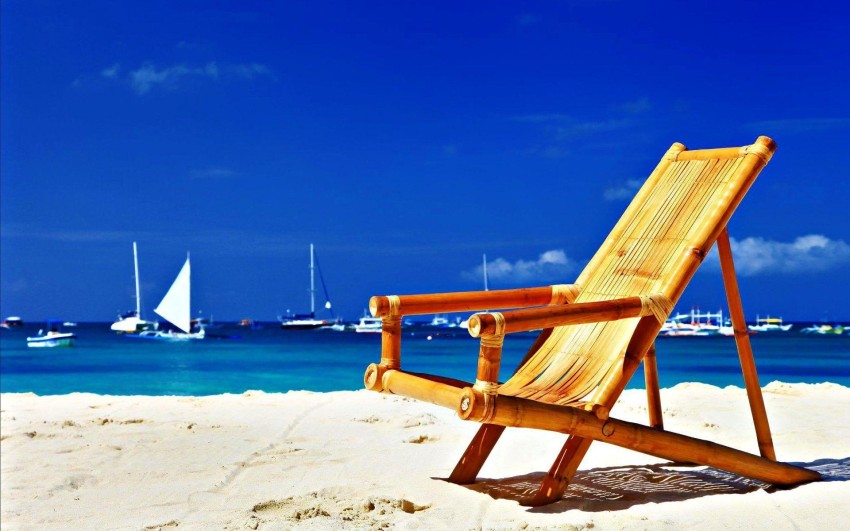 Chair On Beach HD Background Wallpaper