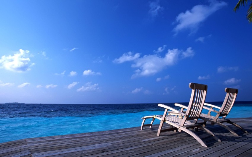 Chair On Beach HD Background Wallpaper