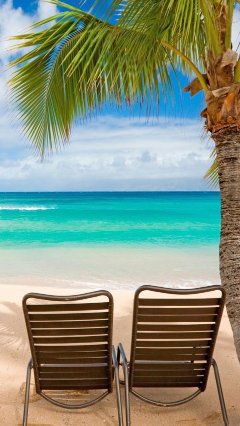 Chair On Beach HD Background Wallpaper